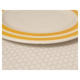 Tre Ci Italian Ironstone Dinner Plates and Pasta Bowls with Blue and Yellow Double Stripe