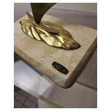 Mid Century Bijan Brass Sailboat Sculpture on Faux Marble Base