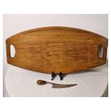 Dansk MCM Teak Surfboard Serving Tray with Knife by Jens Quistgaard