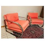 John Mascheroni MCM Chrome Lounge Chairs for Swaim Originals, Pair