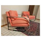 John Mascheroni MCM Chrome Lounge Chairs for Swaim Originals, Pair
