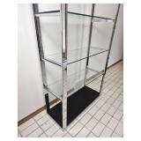 Vintage Milo Baughman-Style Chrome Shelving Unit  A