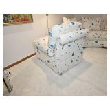 Bago Upholstered Swaim Originals Kidney Bean Sofa with Matching Lounge Chair