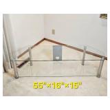 Modern Contemporary Glass and Chrome Entertainment Stand