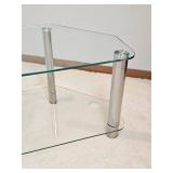 Modern Contemporary Glass and Chrome Entertainment Stand