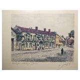 Original Hand-Colored Lithograph “Barbizon – L’AubergeGanne” by Maurice Jacque, c.1880