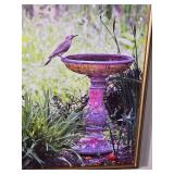 Framed Bird Bath Garden Photographic Print on Canvas
