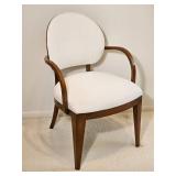 Walnut Upholstered Contemporary Oval Armchair