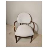 Walnut Upholstered Contemporary Oval Armchair
