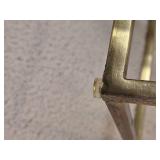 MCM Vintage Brass Cube Side Table with Glass Top