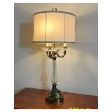 Timeless Candelabra Lamp with Cut Glass and Brass Base