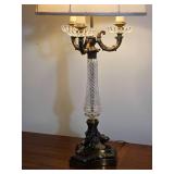 Timeless Candelabra Lamp with Cut Glass and Brass Base