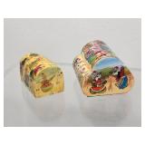 Hand-Painted Carved Bone Curio Boxes, Pair