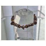 Heavy Mixed-Metal Artisan Bead Bracelet with Sterling Silver and Gold Accent Elements 32 Grams