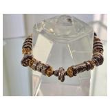 Heavy Mixed-Metal Artisan Bead Bracelet with Sterling Silver and Gold Accent Elements 32 Grams
