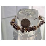 Heavy Mixed-Metal Artisan Bead Bracelet with Sterling Silver and Gold Accent Elements 32 Grams