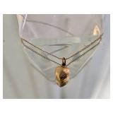 Delicate 14K Yellow Gold Double Heart Pendant Necklace on Fine Chain