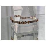 Classic 14K Yellow Gold Link and Bar Bracelet with Geometric Clasp Design 12 Grams, 7 Inches