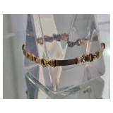 Classic 14K Yellow Gold Link and Bar Bracelet with Geometric Clasp Design 12 Grams, 7 Inches