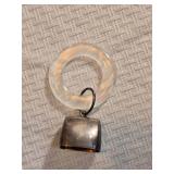 Sterling Silver Mother of Pearl Baby Rattle Teething Ring