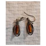 Sterling Silver Baltic Amber Drop Earrings 5 Grams
