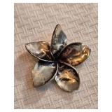 Large Sculptural Sterling Silver Five Petal Flower Brooch 22 Grams