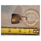Sterling Silver Mother of Pearl Baby Rattle Teething Ring