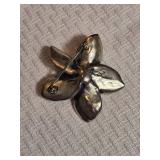 Large Sculptural Sterling Silver Five Petal Flower Brooch 22 Grams