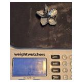 Large Sculptural Sterling Silver Five Petal Flower Brooch 22 Grams