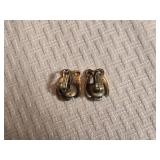 Sterling Silver Sculptural Leaf Motif Earrings with Bead Drop Accents 8 Grams