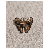 Sterling Silver Butterfly Brooch with Turquoise Accent Stones 2 Grams