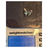 Sterling Silver Butterfly Brooch with Turquoise Accent Stones 2 Grams