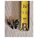 Sterling Silver Butterfly Brooch with Turquoise Accent Stones 2 Grams