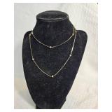 Sterling Silver Double Strand Station Necklace with Bead Accents 5 Grams