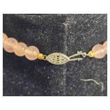 Soft Blush Glass Bead Necklace with Sterling Silver Clasp Ð 15 Inches