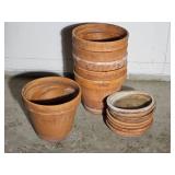 Six 10-Inch Terracotta Clay Pots