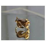 18K Gold Diamond Lily Ring ~ 6g