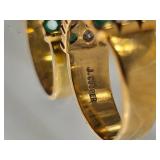18K Gold Diamond and Emerald Checkerboard Ring by J. Cooper ~ 6g, size 6.5