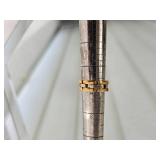 Yellow and White Gold Tank Ring Approx 8g