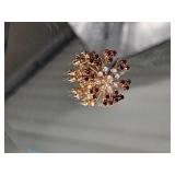14K Yellow Gold Revival Diamond and Garnet Snowflake Brooch Pendant ~ 10g