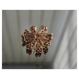 14K Yellow Gold Revival Diamond and Garnet Snowflake Brooch Pendant ~ 10g