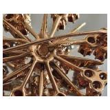 14K Yellow Gold Revival Diamond and Garnet Snowflake Brooch Pendant ~ 10g