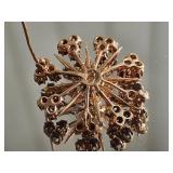 14K Yellow Gold Revival Diamond and Garnet Snowflake Brooch Pendant ~ 10g