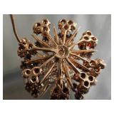 14K Yellow Gold Revival Diamond and Garnet Snowflake Brooch Pendant ~ 10g