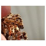 14K Yellow Gold Revival Diamond and Garnet Snowflake Brooch Pendant ~ 10g