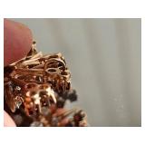 14K Yellow Gold Revival Diamond and Garnet Snowflake Brooch Pendant ~ 10g