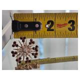 14K Yellow Gold Revival Diamond and Garnet Snowflake Brooch Pendant ~ 10g