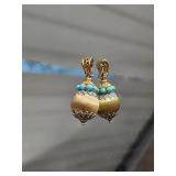 18K Yellow Gold Pendant Enhancer with Turquoise Halo ~ 7g