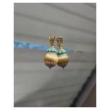 18K Yellow Gold Pendant Enhancer with Turquoise Halo ~ 7g