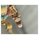 18K Yellow Gold Pendant Enhancer with Turquoise Halo ~ 7g